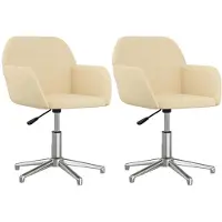 vidaXL Esszimmerstühle 2 Stk. Drehbar Creme Stoff