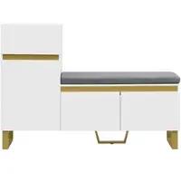 STILVORA Schuhschrank MDF Weiß 120x35x85 cm mit Sitzkissen, Schublade und Türen