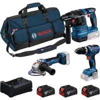 Bosch Kit 0615A500AH (GSB 18V-65 + GBH 18V-22 + GWS 18V-11 + 2 x 3,0 Ah + GAL 12V/18V-80 + Bolsa)