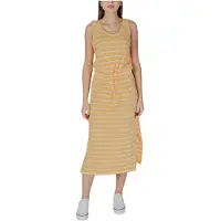 B.young Gestreiftes Midi-Kleid mit Kordelzug in der Taille