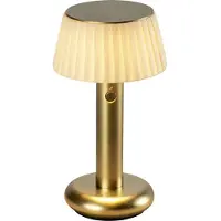 Konstsmide 7896-801 Grasse USB-LED-Tischleuchte | Gebürstetes Messing | Indoor | Outdoor | Kabellos | 2200K/2700K | Ca 8h Akkulaufzeit | 11x20x11 cm