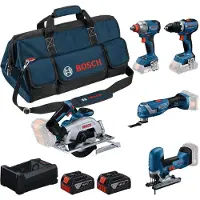 Bosch Kit18v:gsr+gdx+gks+gop+gst+2x5.0+gal Elektrowerkzeug-set