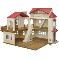 Sylvanian Families Einstöckiges Haus mit rotem Dach und Beleuchtung, neu