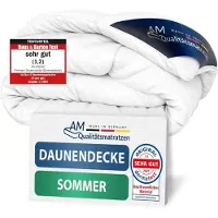 AM Qualitätsmatratzen Premium Sommer Daunendecke | Sommerdecke 155x220 cm | 100% Daunen | Leicht & atmungsaktiv | Downpass verifiziert