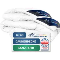AM Qualitätsmatratzen Premium Ganzjahr 2er Daunendeckenset | Ganzjahrdecke 135x200 cm | 100% Daunen | Leicht & atmungsaktiv | Downpass verifiziert