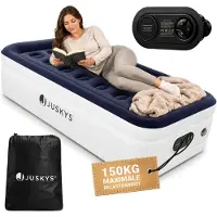 Juskys Luftmatratze Sapri M in Blau-Weiß - 1 Personen Luftbett selbstaufblasend mit Pumpe