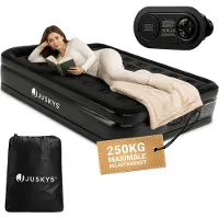 Juskys Luftmatratze Sapri L in Schwarz - 2 Personen Luftbett selbstaufblasend - integrierter Pumpe