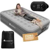 Juskys Luftmatratze Sapri L in Grau / Anthrazit - 2 Personen Luftbett selbstaufblasend mit Pumpe