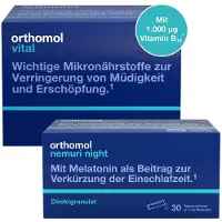 Orthomol pharmazeutische Orthomol Vital Trinkfläschchen/Kapseln Kombipack. + nemuri night Direktgranulat 1 St Set