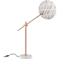 Forestier Chanpen M Tischleuchte, kupfer/weiß, H 80 cm - , Chanpen, Weiß, für Wohnzimmer, Design