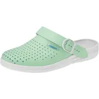 ABEBA Clog 7090 - the original, Glattleder,mint/weiß, perforiert, ,