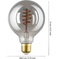 Eglo connect.z E27 G95 Spiral Smarte Lampe – Rauchglas mit Warmweißem Licht