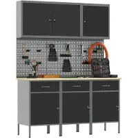 Syfax Werkbank mit Schubladen 8 pcs Schwarz 150 x 55 x 200 cm Stahl