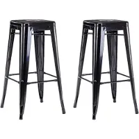 Duhome Barhocker Eisen Barstühle 2er Set, Sitzhöhe 76cm Tresenhocker, Stapelbar Metall Bistrohocker mit Fußstütze, Schwarz