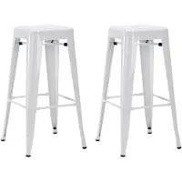 Duhome Barstühle Eisen Barhocker 2er Set, Sitzhöhe 76cm Tresenhocker, Stapelbar Metall Bistrohocker mit Fußstütze im Industry Design, Weiß