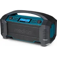 Medion E66050 DAB+ Baustellenradio (Integrierter Akku, IP54 Schutz gegen Spritzwasser & Staub, USB-Ladefunktion, Bluetooth 5.0, PLL UKW Radio, Akku- oder Netzbetrieb) blau