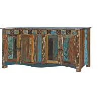 MASSIVMOEBEL24.DE MASSIVMOEBEL24 Sideboard Altholz 178x42x88 mehrfarbig lackiert NATURE OF SPIRIT #40