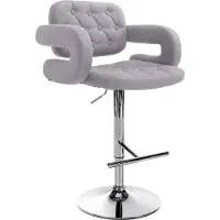 CLP Barhocker Dublin Stoff höhenverstellbar und drehbar | Farbe grau Gestell Farbe chrom