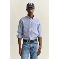 Gant für Herren. 3262030 Gestreiftes Popeline-Hemd blau (5XL), Lässig, Baumwolle, Klassisch, Langarm