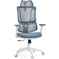 MyBuero Profi Bürostuhl ERGOMY W Ergonomischer Schreibtischstuhl mit Armlehnen (höhenverstellbar) Stoff / Netzstoff Blau Drehstuhl für Büro, Zuhause