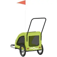 vidaXL Fahrradanhänger Hunde Grün Oxford-Gewebe und Eisen
