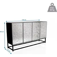 Hjh LIVING Kommode mit Schubladen METALLIO Sideboard Schrank 80.0 x 140.0 x 37.0 cm