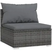 vidaXL 7-tlg. Garten-Lounge-Set mit Kissen Poly Rattan Grau