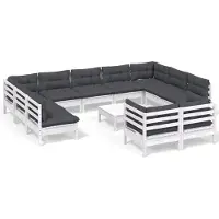 vidaXL 12-tlg. Garten-Lounge-Set mit Kissen Weiß Kiefer Massivholz