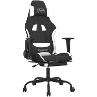 vidaXL Gaming-Stuhl mit Massage & Fußstütze Schwarz und Weiß Stoff