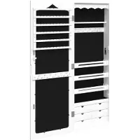 vidaXL Schmuckschrank mit Spiegel Wandmontage Weiß 37,5x10x106 cm
