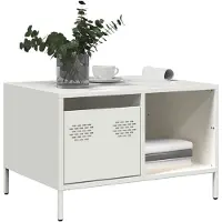 vidaXL Couchtisch Weiß 68,5x50x43,5 cm Kaltgewalzter Stahl