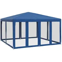 vidaXL Partyzelt mit 8 Mesh-Seitenteilen Blau 4x4 m HDPE