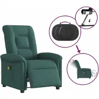 vidaXL Massagesessel Elektrisch Dunkelgrün Stoff
