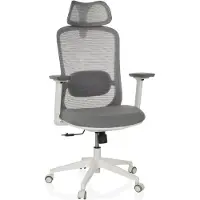 Hjh OFFICE Profi Bürostuhl MIKEO G Ergonomischer Schreibtischstuhl mit Armlehnen Stoff / Netzstoff Grau Drehstuhl für Büro, Zuhause