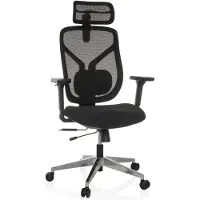 Hjh OFFICE High End Bürostuhl CASSILIS B Ergonomischer Schreibtischstuhl mit Armlehnen (höhenverstellbar) Stoff / Netzstoff Schwarz Drehstuhl für Büro, Zuhause