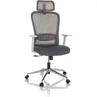 Hjh OFFICE Home Office Bürostuhl BELAIA W Schreibtischstuhl mit Armlehnen Stoff / Netzstoff Drehstuhl
