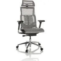 Hjh OFFICE High End Bürostuhl POFIT GEN2 Ergonomischer Schreibtischstuhl mit Armlehnen Netzstoff Hellgrau Drehstuhl für Büro, Zuhause
