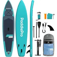 LifeGoods SUP Board Touring, aufblasbares Stand-Up-Paddle-Board für lange Touren, 365x76 cm, 165 kg, Türkis – komplettes SUP Set, Paddel Board für ruhige Gewässer