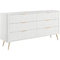 Vente-unique Kommode mit 6 Schubladen - Weiß & Goldfarben - ELONARIA