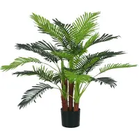 HOMCOM KÜNSTLICHE Pflanzen, Kunst Palme, 100 cm Kunstpflanze mit 27 Zweige Grün