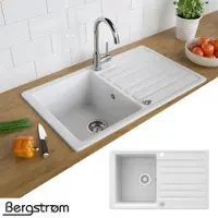 Bergström Spülbecken Weiß 76.5 x 46 cm mit Trockenplatz, Model 12321