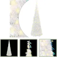 The Living Store Pop-Up-Weihnachtsbaum Künstlich 200 LEDs Weiß 210 cm