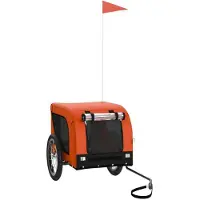 vidaXL Fahrradanhänger Hunde Orange und Schwarz Oxford-Gewebe & Eisen