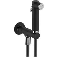 Sapho Wandventil mit Handbrause und Sicherheitssperre, rund, schwarz matt
