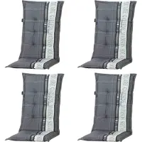 Madison Garden Auflagen Set 4x A hoch grau – hochwertige Sesselauflagen aus 50 % Baumwolle und 50 % Polyester, strapazierfähig, bequem und pflegeleicht für Gartenmöbel