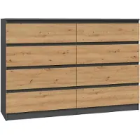 Top E Shop Malwa M8 Kommode 140Cm 8 Schubladen Anthrazit Handwerklich Für Zuhause Für Büro