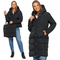 Moraj Damen Winterjacke - lange Daunenjacke Größe L - 2-in-1 Jacke schwarz - abnehmbare Jacke