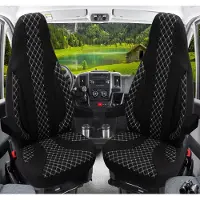 BREMER SITZBEZÜGE Wohnmobil Sitzbezüge & Schonbezüge für Ford Transit Custom Vanestro Pacific Titanium | Passgenaue Vordersitzbezüge | Teilintegriert, Kastenwagen & Alkoven | Sitzbezug Fahrer & Beifahrersitz