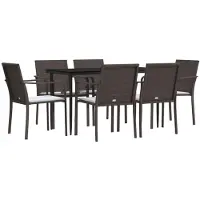 vidaXL 5-tlg. Garten-Essgruppe mit Kissen Poly Rattan und Stahl