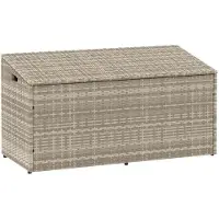 vidaXL Garten-Auflagenbox Hellgrau 110x50x58 cm Poly Rattan